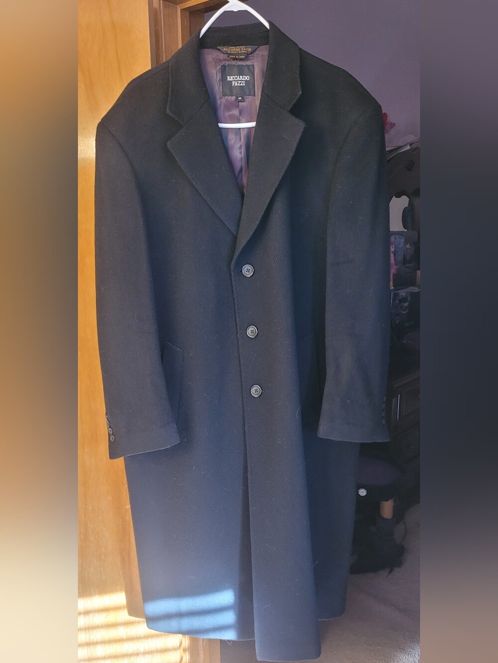 Ricardo Fazzi Men's Black Wool Overcoat